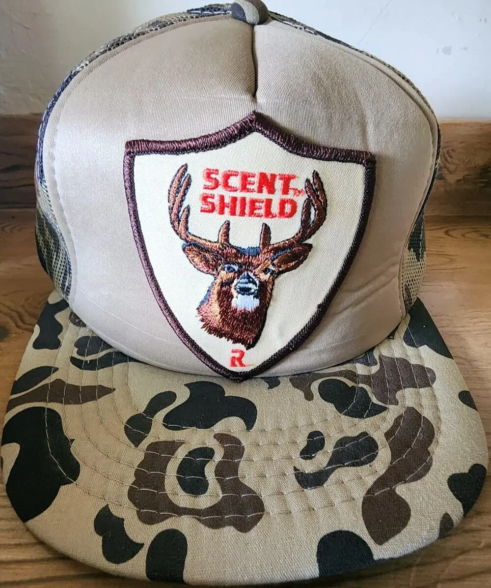Scent Shield Trucker Hat Adjustable Snapback Camo Tan Brown Deer Hunter NOS
